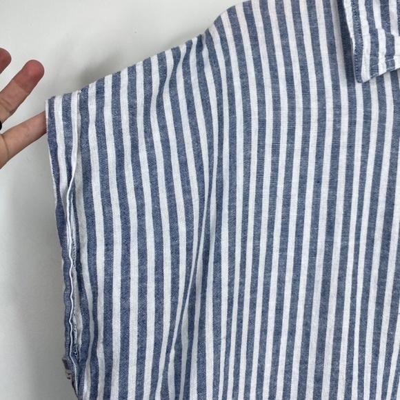 ORVIS Linen Top XXL Short Sleeve Stripe Button Up Coastal Beach Preppy Nautical - Picture 5 of 11